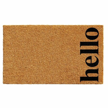 CONFIGURACION 17 x 29 in. Vertical Hello Rectangular Doormat Natural & Black CO3361351